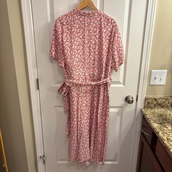 Lands' End Red Orange and White Crepe Wrap Midi Dress 1X NWOT - Picture 12 of 15